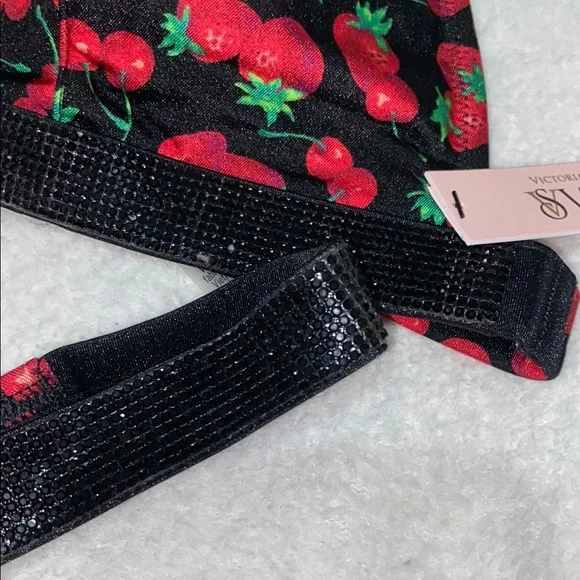 Victoria's Secret Black and Red Strawberry/ Cherry Bikini Set - Picture 4 of 7